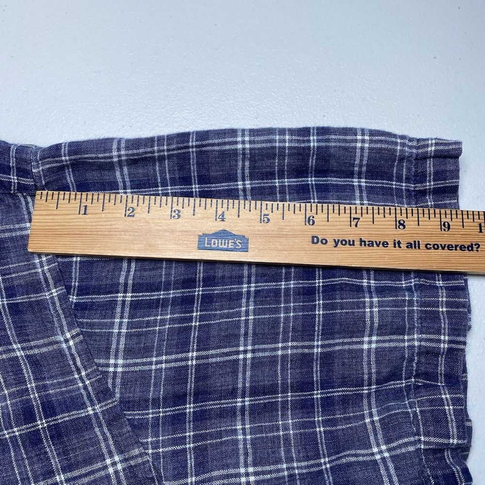 90s Y2K Gap Linen Shirt XL S/S Button Down Purple Gray Plaid Grunge Normcore - Picture 6 of 8